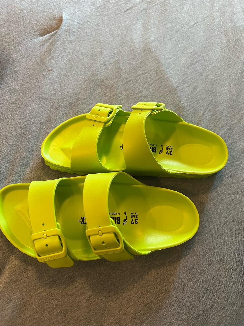 Birkenstock Neon lime green Arizona EVA Sandals - Picture 2 of 6